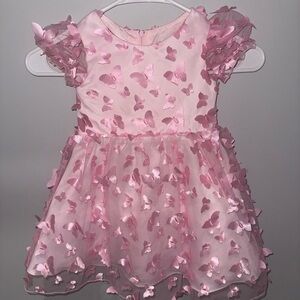 Pink Butterfly Kids Formal Dress
